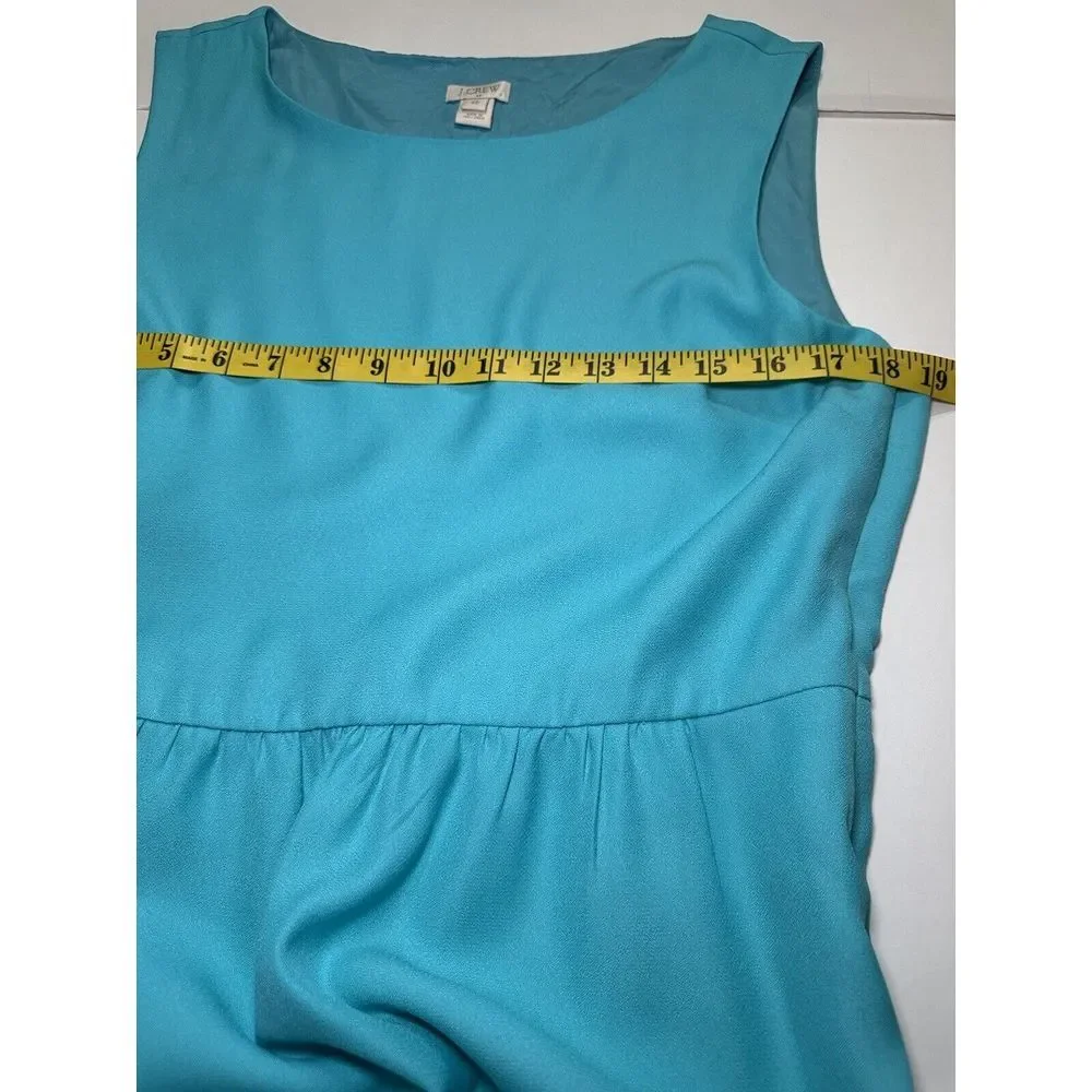 J. CREW Turquoise Sleeveless Ruched Crepe Tank‎ Dress Size 12 Outdoors, Brunch